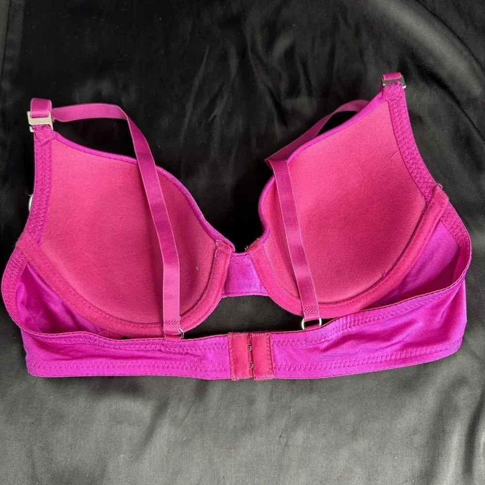 Mopas Intimates Pink Bra Rhinestone Straps Adjustable Straps Underwire - Picture 7 of 12